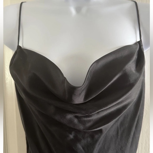 Y2K Victoria’s Secret Silk Black Draped Bias Cut Vintage Mini Gown Slip Dress M